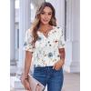 imageZeagoo Womens Summer Tops Casual Short Sleeve V Neck Shirts Business Dressy Work BlousesFloral White