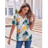 imageZeagoo Womens Summer Tops Casual Short Sleeve V Neck Shirts Business Dressy Work BlousesFloral Yellow Blue