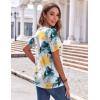 imageZeagoo Womens Summer Tops Casual Short Sleeve V Neck Shirts Business Dressy Work BlousesFloral Yellow Blue