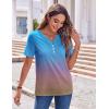 imageZeagoo Womens Summer Tops Casual Short Sleeve V Neck Shirts Business Dressy Work BlousesGradient Blue Pink