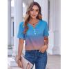 imageZeagoo Womens Summer Tops Casual Short Sleeve V Neck Shirts Business Dressy Work BlousesGradient Blue Pink