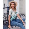 imageZeagoo Womens Summer Tops Casual Short Sleeve V Neck Shirts Business Dressy Work BlousesLeaf Blue