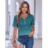 imageZeagoo Womens Summer Tops Casual Short Sleeve V Neck Shirts Business Dressy Work BlousesLeaf Green