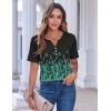 imageZeagoo Womens Summer Tops Casual Short Sleeve V Neck Shirts Business Dressy Work BlousesLeaf Green Black