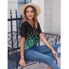 imageZeagoo Womens Summer Tops Casual Short Sleeve V Neck Shirts Business Dressy Work BlousesLeaf Green Black