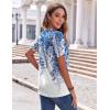 imageZeagoo Womens Summer Tops Casual Short Sleeve V Neck Shirts Business Dressy Work BlousesLeaf White Blue