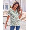 imageZeagoo Womens Summer Tops Casual Short Sleeve V Neck Shirts Business Dressy Work BlousesLeaf White Green