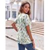 imageZeagoo Womens Summer Tops Casual Short Sleeve V Neck Shirts Business Dressy Work BlousesLeaf White Green