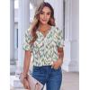 imageZeagoo Womens Summer Tops Casual Short Sleeve V Neck Shirts Business Dressy Work BlousesLeaf White Green