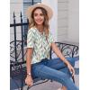 imageZeagoo Womens Summer Tops Casual Short Sleeve V Neck Shirts Business Dressy Work BlousesLeaf White Green