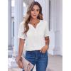 imageZeagoo Womens Summer Tops Casual Short Sleeve V Neck Shirts Business Dressy Work BlousesWhite