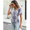 imageZeagoo Womens Short Sleeve Shirts V Neck Blouse Ruched Business Casual Basic Tunic Tops S3XLMz748