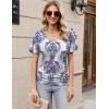 imageZeagoo Womens Short Sleeve Shirts V Neck Blouse Ruched Business Casual Basic Tunic Tops S3XLMz748