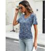 imageZeagoo Womens Short Sleeve Shirts V Neck Blouse Ruched Business Casual Basic Tunic Tops S3XLPa236