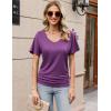 imageZeagoo Womens Short Sleeve Shirts V Neck Blouse Ruched Business Casual Basic Tunic Tops S3XLPurple