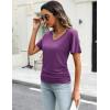 imageZeagoo Womens Short Sleeve Shirts V Neck Blouse Ruched Business Casual Basic Tunic Tops S3XLPurple