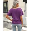 imageZeagoo Womens Short Sleeve Shirts V Neck Blouse Ruched Business Casual Basic Tunic Tops S3XLPurple