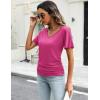 imageZeagoo Womens Short Sleeve Shirts V Neck Blouse Ruched Business Casual Basic Tunic Tops S3XLRose Red