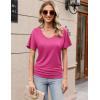 imageZeagoo Womens Short Sleeve Shirts V Neck Blouse Ruched Business Casual Basic Tunic Tops S3XLRose Red