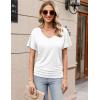 imageZeagoo Womens Short Sleeve Shirts V Neck Blouse Ruched Business Casual Basic Tunic Tops S3XLWhite