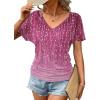imageZeagoo Womens Short Sleeve Shirts V Neck Blouse Ruched Business Casual Basic Tunic Tops S3XLXh370