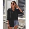 imageHOTOUCH Womens Button Down Shirt Cotton Work Office Drop Shoulder Blouse Casual Loose Long Sleeve Tops with PocketBlack
