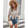 imageZeagoo Womens Button Down Shirts Long Sleeve Cotton Gauze Tops Casual Collared Blouses Loose FitCream Floral