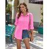 imageZeagoo Womens Button Down Shirts Long Sleeve Cotton Gauze Tops Casual Collared Blouses Loose FitFuschia Pink