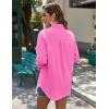 imageZeagoo Womens Button Down Shirts Long Sleeve Cotton Gauze Tops Casual Collared Blouses Loose FitFuschia Pink