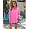 imageZeagoo Womens Button Down Shirts Long Sleeve Cotton Gauze Tops Casual Collared Blouses Loose FitFuschia Pink
