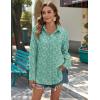 imageZeagoo Womens Button Down Shirts Long Sleeve Cotton Gauze Tops Casual Collared Blouses Loose FitGreen Floral