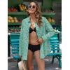 imageZeagoo Womens Button Down Shirts Long Sleeve Cotton Gauze Tops Casual Collared Blouses Loose FitGreen Floral