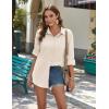 imageZeagoo Womens Button Down Shirts Long Sleeve Cotton Gauze Tops Casual Collared Blouses Loose FitKhaki