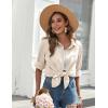 imageZeagoo Womens Button Down Shirts Long Sleeve Cotton Gauze Tops Casual Collared Blouses Loose FitKhaki