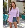 imageZeagoo Womens Button Down Shirts Long Sleeve Cotton Gauze Tops Casual Collared Blouses Loose FitLavender