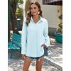imageZeagoo Womens Button Down Shirts Long Sleeve Cotton Gauze Tops Casual Collared Blouses Loose FitLight Blue