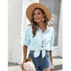 imageZeagoo Womens Button Down Shirts Long Sleeve Cotton Gauze Tops Casual Collared Blouses Loose FitLight Blue
