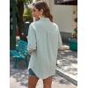 imageZeagoo Womens Button Down Shirts Long Sleeve Cotton Gauze Tops Casual Collared Blouses Loose FitLight Green