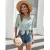 imageZeagoo Womens Button Down Shirts Long Sleeve Cotton Gauze Tops Casual Collared Blouses Loose FitLight Green