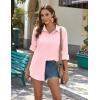 imageZeagoo Womens Button Down Shirts Long Sleeve Cotton Gauze Tops Casual Collared Blouses Loose FitLight Pink