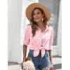 imageZeagoo Womens Button Down Shirts Long Sleeve Cotton Gauze Tops Casual Collared Blouses Loose FitLight Pink