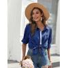 imageZeagoo Womens Button Down Shirts Long Sleeve Cotton Gauze Tops Casual Collared Blouses Loose FitNavy Blue