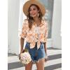 imageZeagoo Womens Button Down Shirts Long Sleeve Cotton Gauze Tops Casual Collared Blouses Loose FitOrange Tropical
