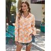 imageZeagoo Womens Button Down Shirts Long Sleeve Cotton Gauze Tops Casual Collared Blouses Loose FitOrange Tropical