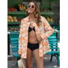 imageZeagoo Womens Button Down Shirts Long Sleeve Cotton Gauze Tops Casual Collared Blouses Loose FitOrange Tropical