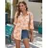 imageZeagoo Womens Button Down Shirts Long Sleeve Cotton Gauze Tops Casual Collared Blouses Loose FitOrange Tropical