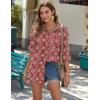 imageZeagoo Womens Button Down Shirts Long Sleeve Cotton Gauze Tops Casual Collared Blouses Loose FitRed Bohemian