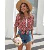 imageZeagoo Womens Button Down Shirts Long Sleeve Cotton Gauze Tops Casual Collared Blouses Loose FitRed Bohemian