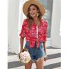 imageZeagoo Womens Button Down Shirts Long Sleeve Cotton Gauze Tops Casual Collared Blouses Loose FitRed Boho