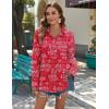imageZeagoo Womens Button Down Shirts Long Sleeve Cotton Gauze Tops Casual Collared Blouses Loose FitRed Boho